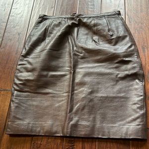 Brown leather skirt